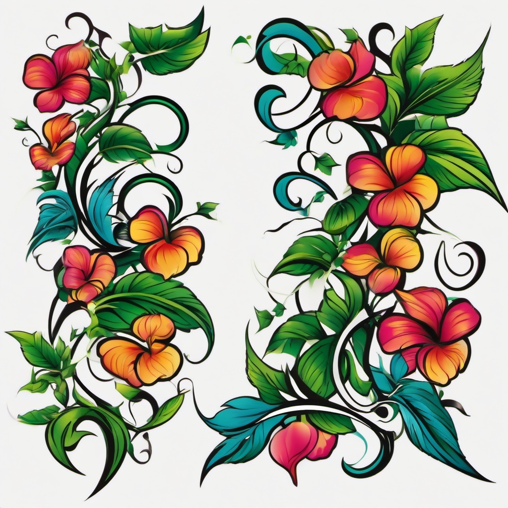 3d vine tattoos  simple vector color tattoo