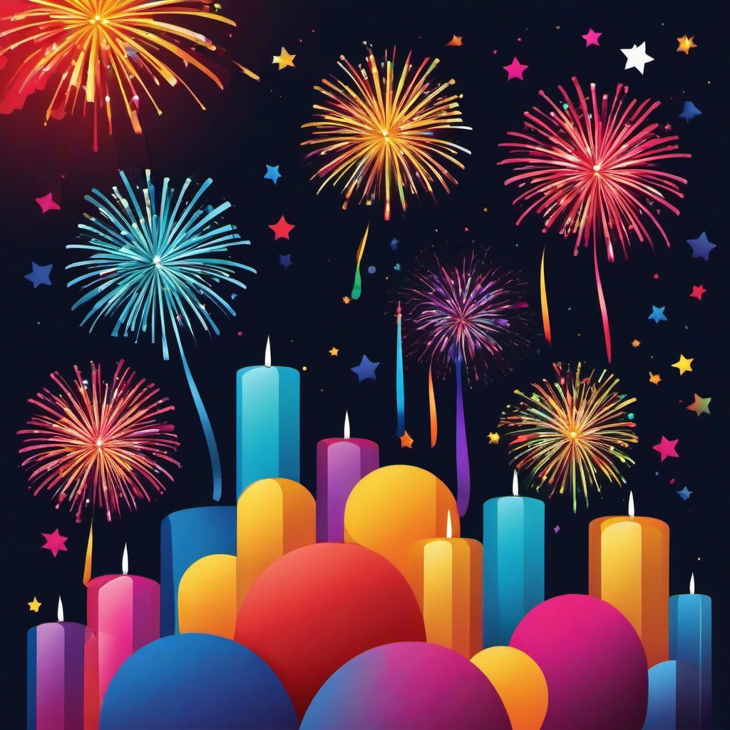 Congratulations clipart - fireworks show celebrating a big achievement  color,minimalist,vector clipart