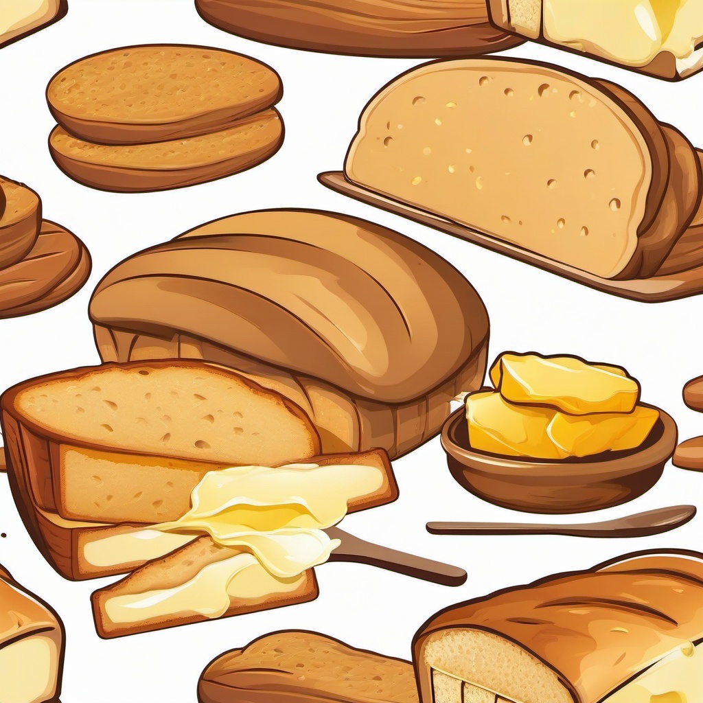 Bread clipart - Bread with a spread of butter.  vector style illustration, white background