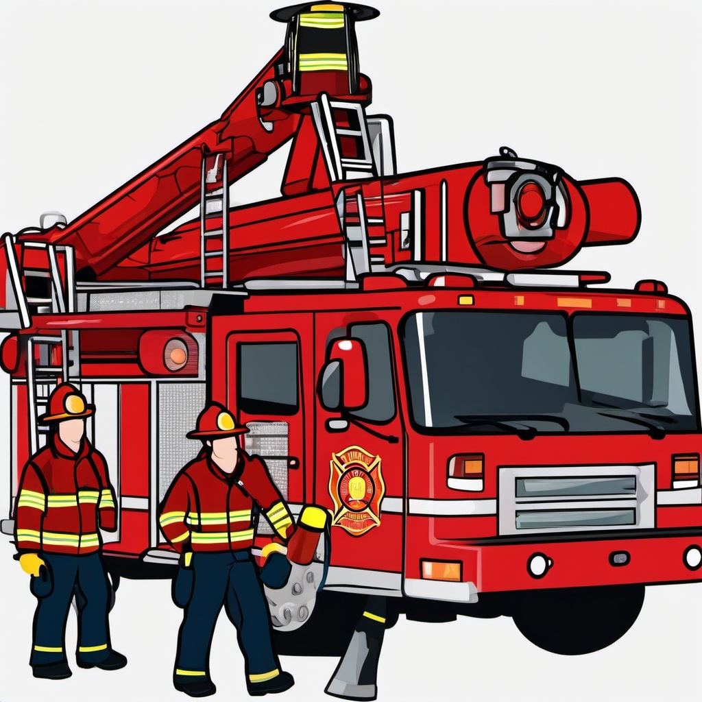 Fire Fighter clipart - firefighters using ladder truck  vector clipart