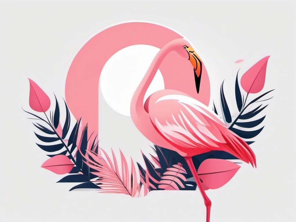 Flamingo cartoon  minimal, white background