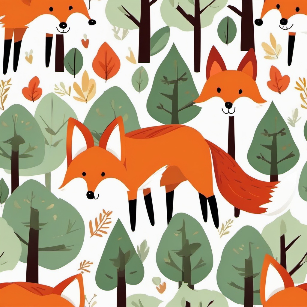 Cute Red Fox in a Woodland Clearing  clipart, simple