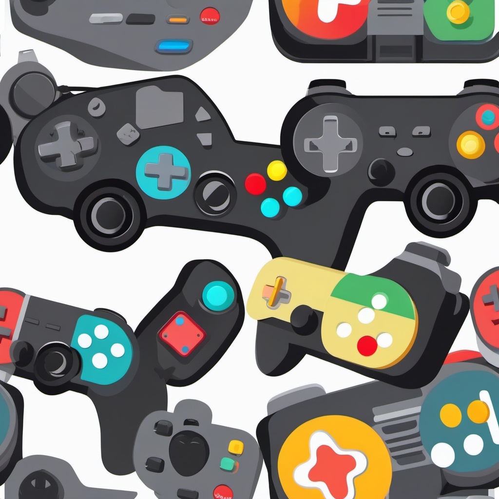 Game Controller Clipart - Game controller for gaming and entertainment,  color vector clipart, minimal style