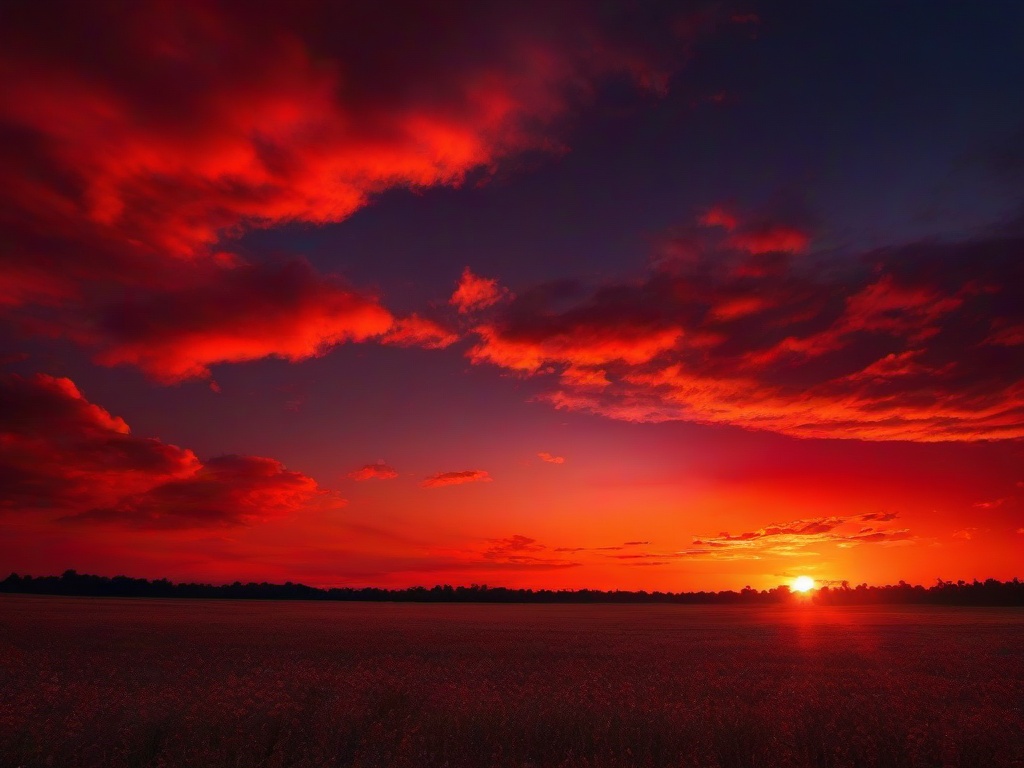 Sunset Wallpaper - Fiery red sky with scattered clouds.  sunset background