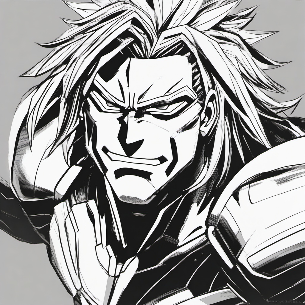 drawing of All Might anime  minimal rough sketch scribbles,doodles,black and white