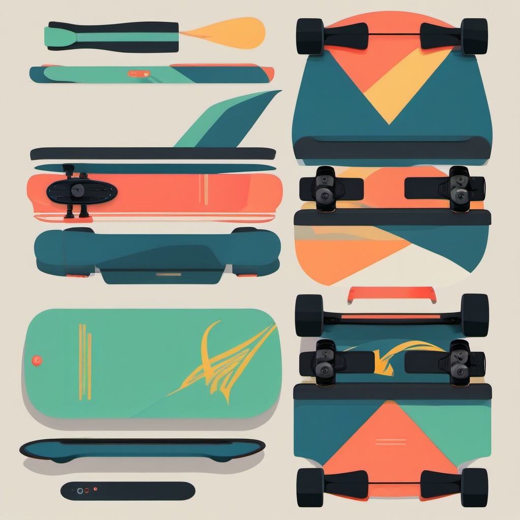 Electric Skateboard Clipart - An electric skateboard for smooth rides.  color vector clipart, minimal style