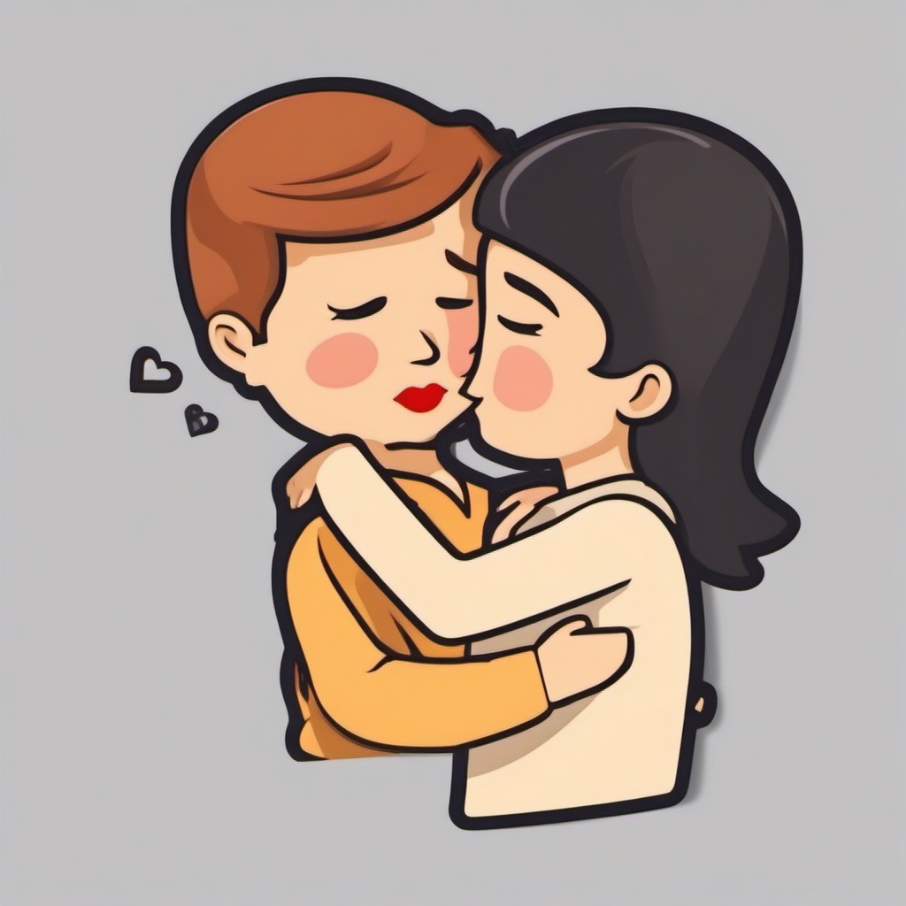 Kissing Couple Emoji Sticker - Sweet romantic kiss, , sticker vector art, minimalist design