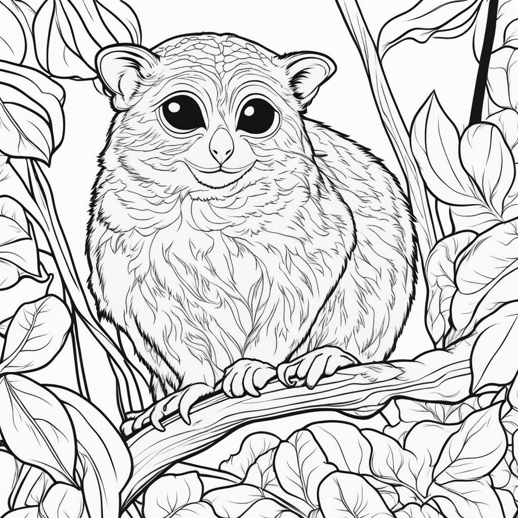 tarsiers cute animals coloring page 