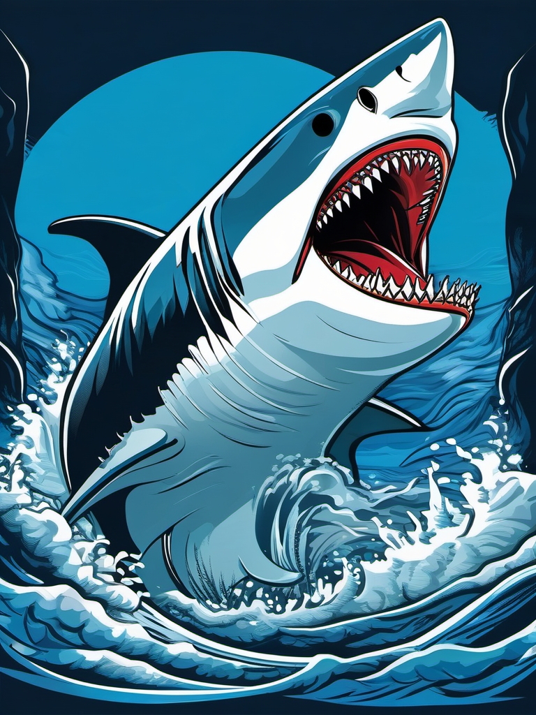 Great White - An artistic representation showcasing the greatness of a white shark.  color vector clipart