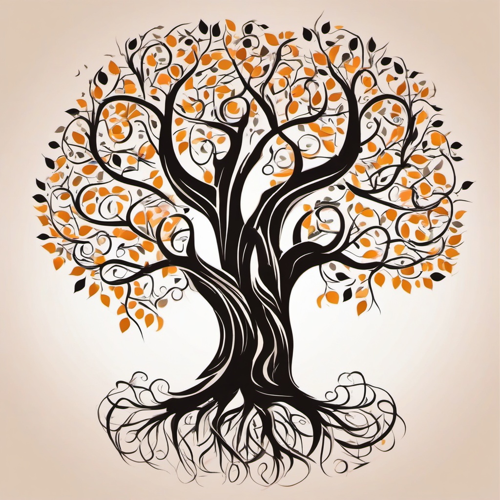 family tree tattoo with names in branches  simple vector color tattoo