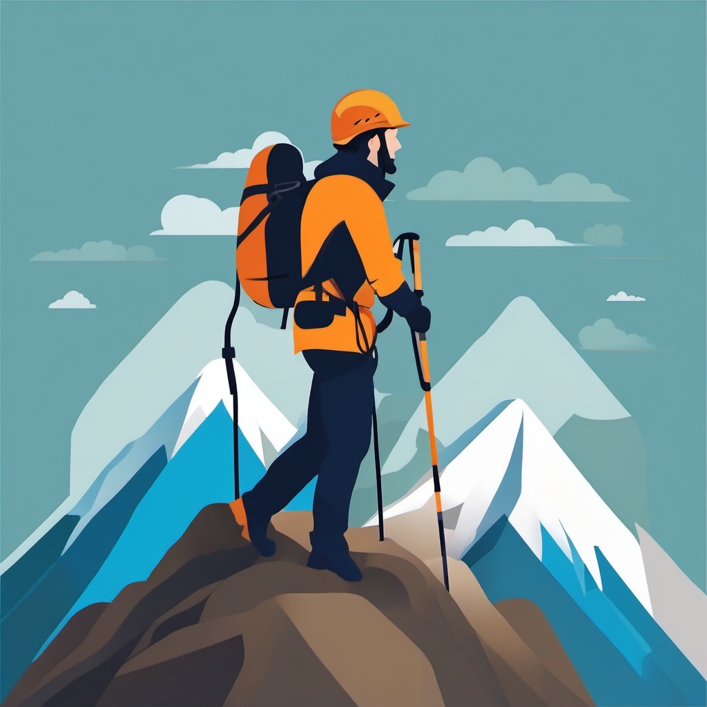 Mountain Climber's Progress clipart - Making progress up the peak, ,vector color clipart,minimal