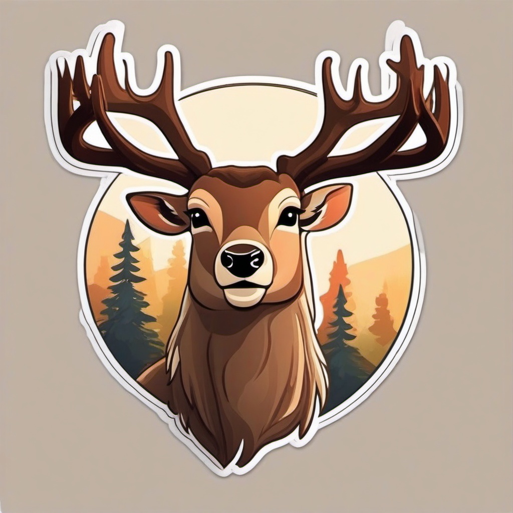 Deer cartoon - gentle animal with antlers  cartoon sticker style