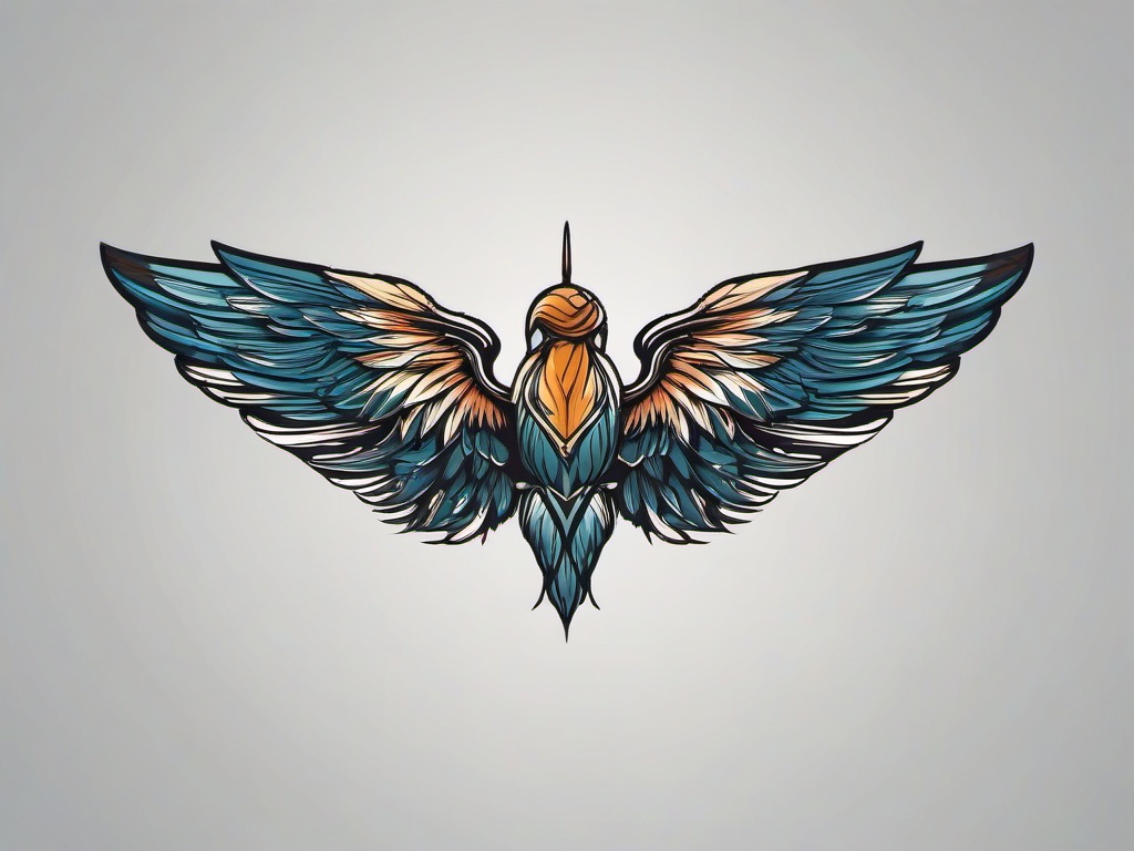 Icarus Wings Tattoo - Capture the essence of flight with detailed wings.  minimalist color tattoo, vector