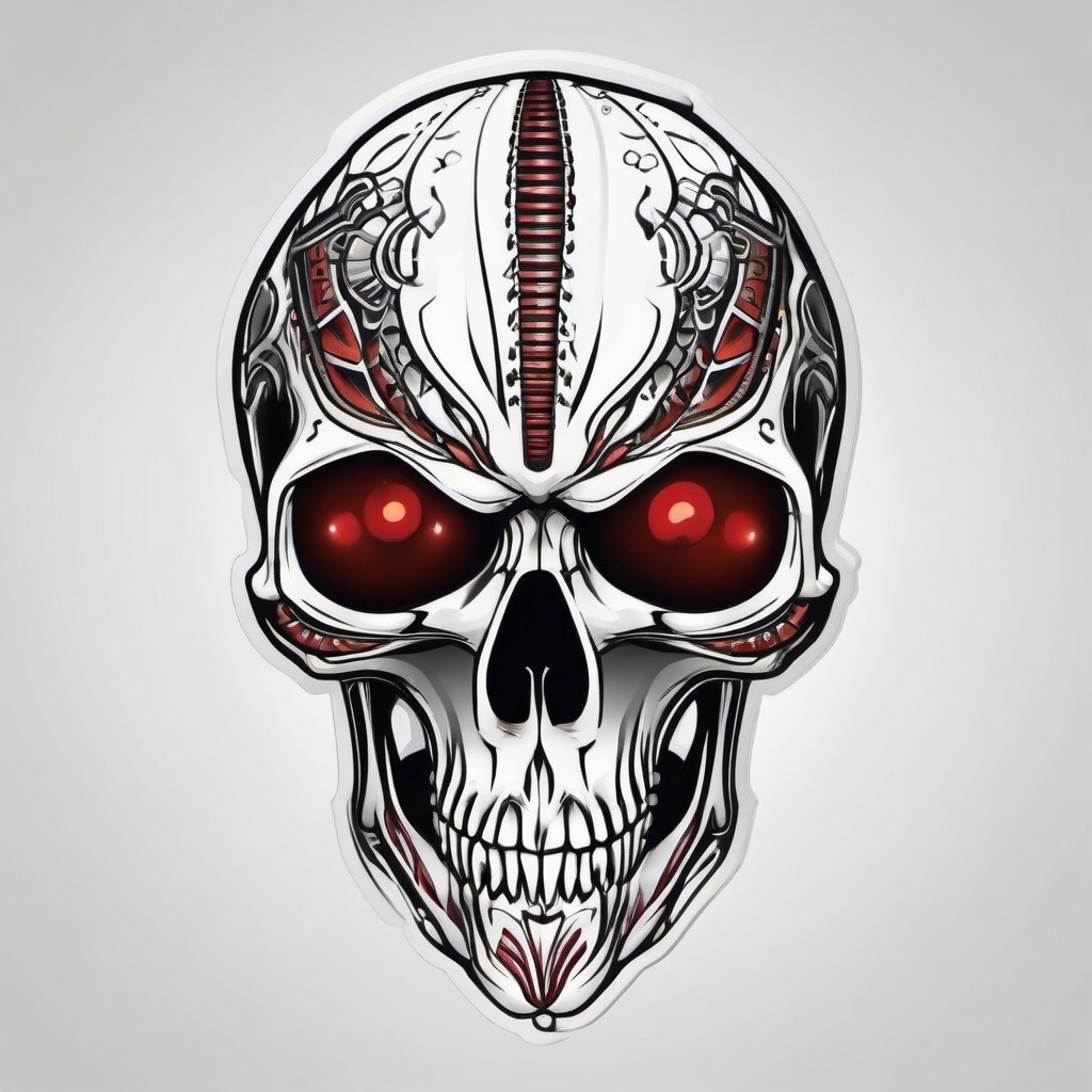 Skull Alien Tattoo - Add an edge with a skull-inspired alien-themed tattoo.  simple color tattoo,vector style,white background