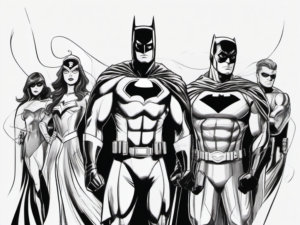 drawing of super hero  minimal rough scribbles,doodles,black and white