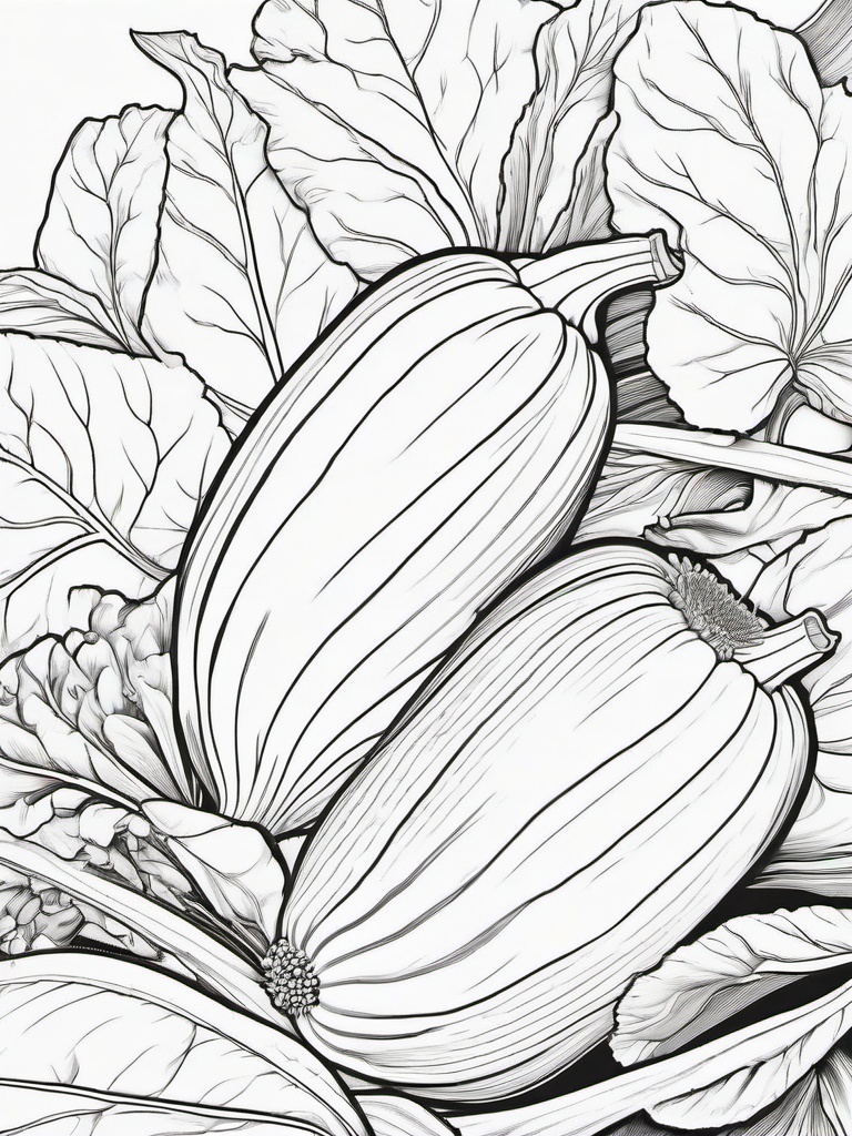 Vegetable Coloring Pages - Zucchini with blossom end  simple coloring pages