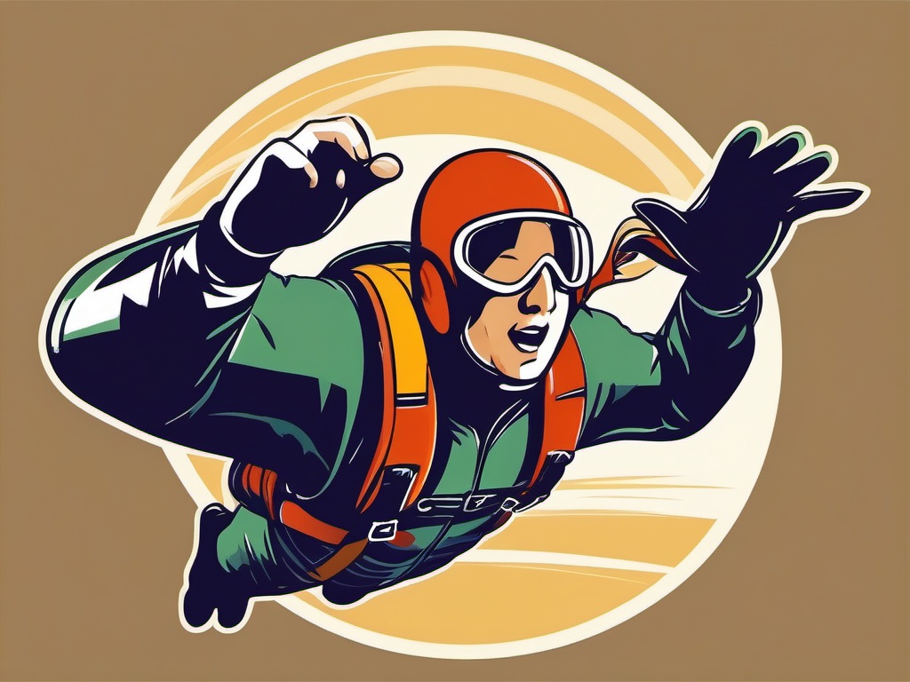 Skydiving Parachute Opening Clipart - A skydiver opening their parachute during freefall.  color vector clipart, minimal style