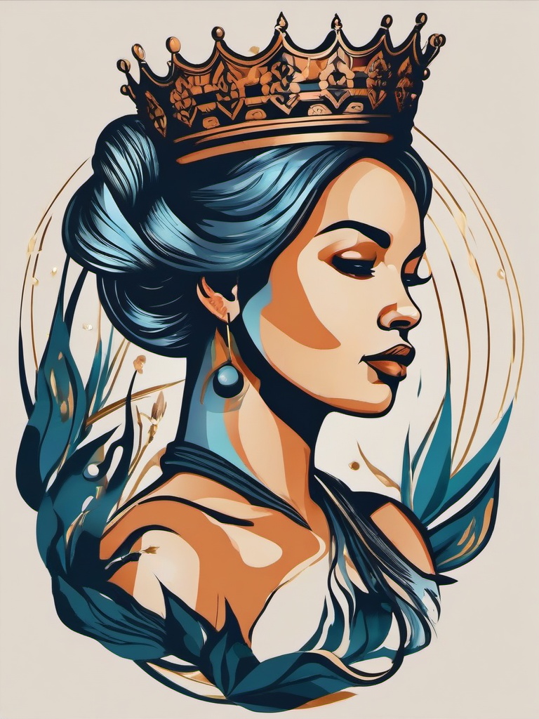 Her King Tattoo - Declare your devotion with ink.  minimalist color tattoo, vector