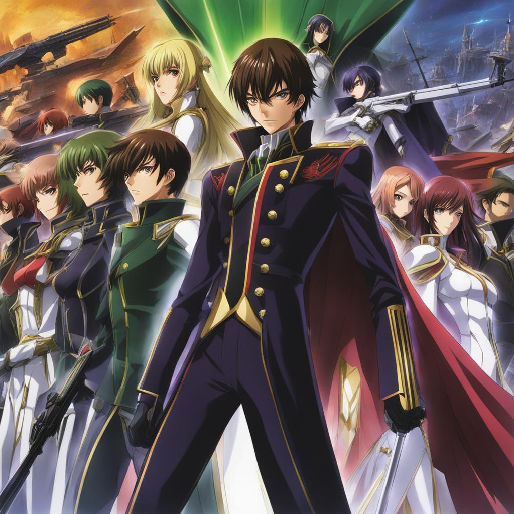 code geass - orchestrates tactical maneuvers on a sprawling, futuristic battlefield. 