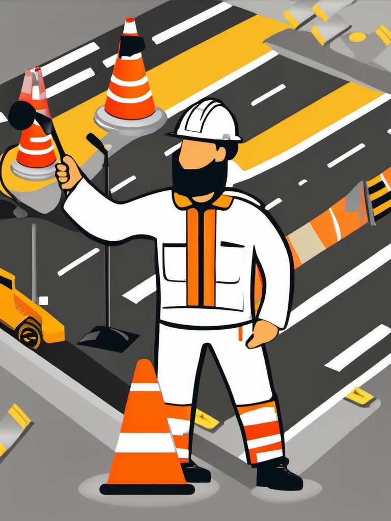 Traffic Controller clipart - A person directing traffic around construction zones., ,vector color clipart,minimal