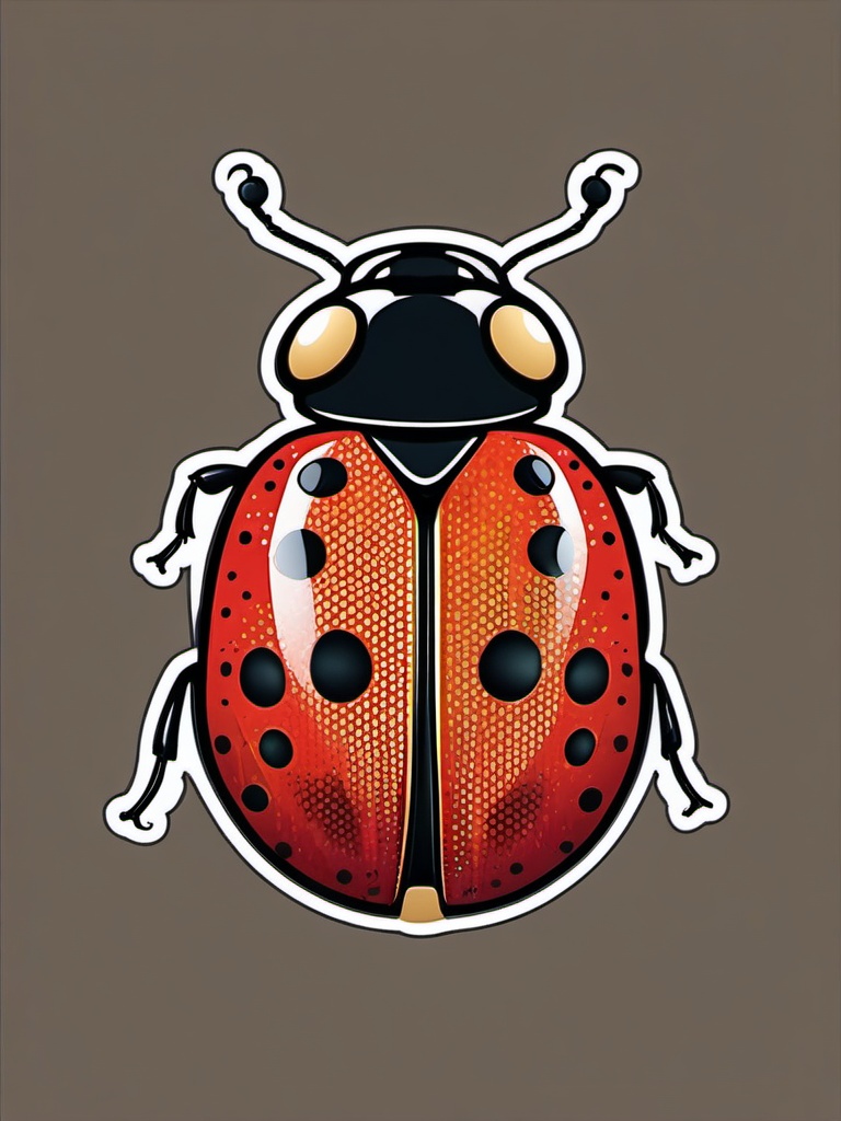 Cheerful Ladybug sticker- Spotted Insect Charm, , color sticker vector art