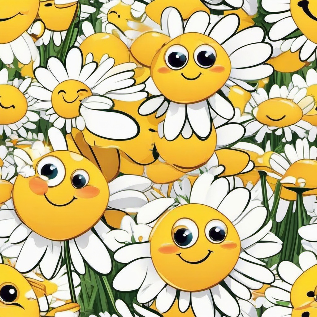 Daisy clipart - cartoon daisy with happy expression and eyes  color,minimalist,vector clipart