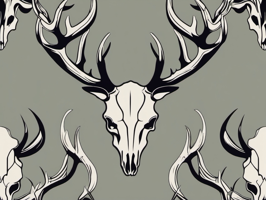 Basic deer skull silhouette, an understated symbol of nature.  simple color tattoo style