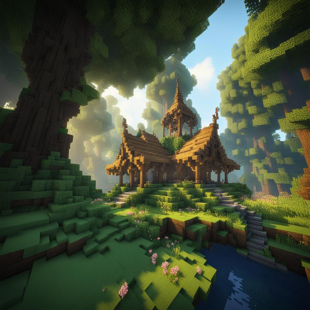 hidden elven sanctuary deep within an enchanted forest - minecraft house ideas minecraft block style