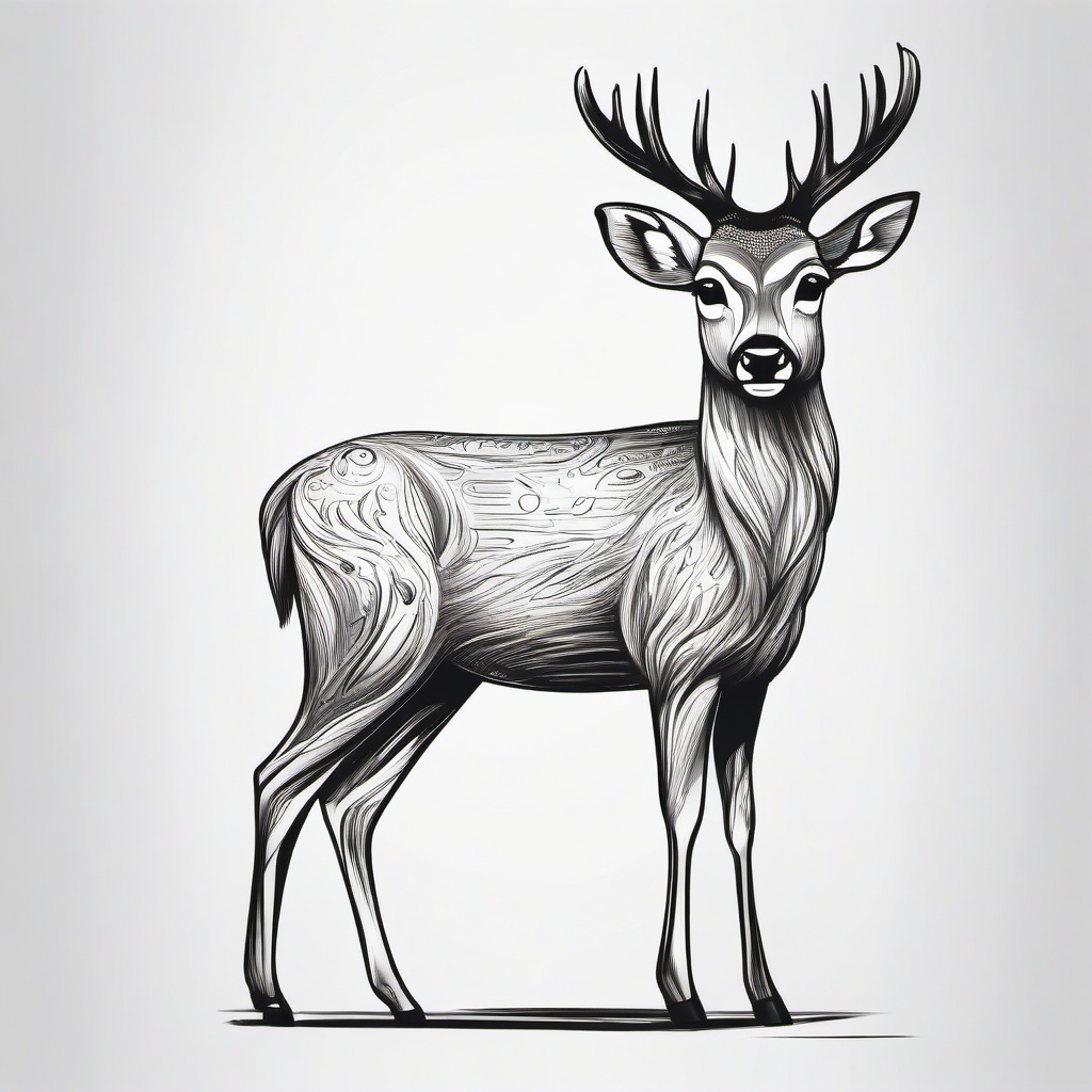 drawing of a cartoon deer  minimal rough sketch scribbles,doodles,black and white