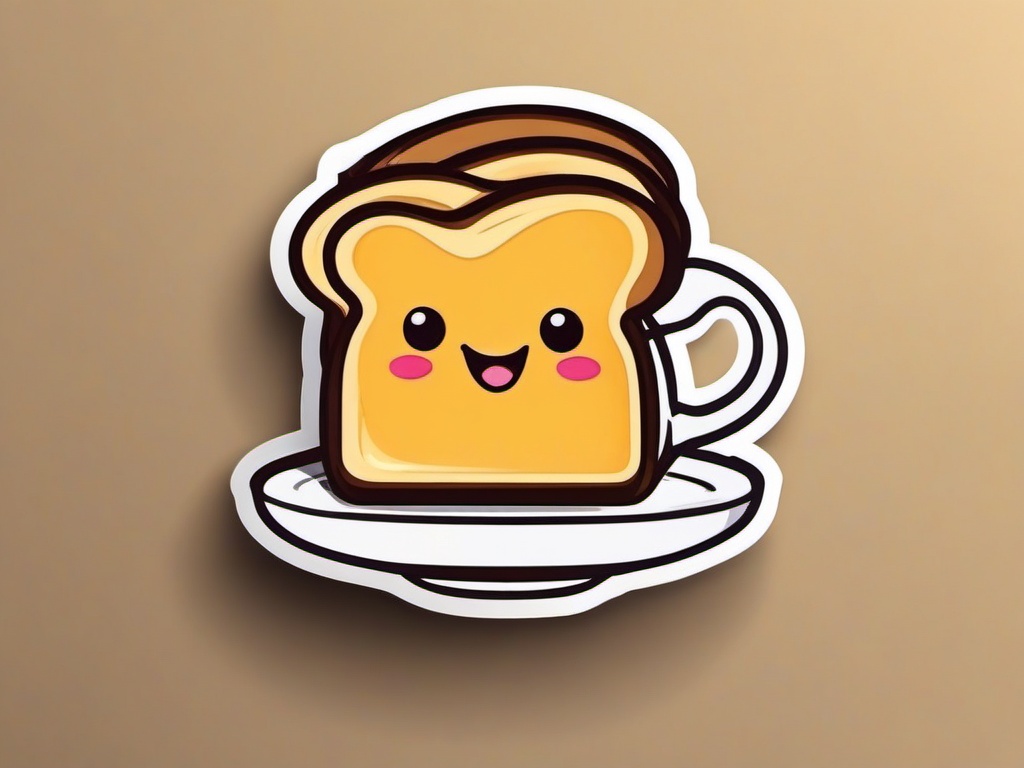 Smiling Toast sticker- Breakfast Delight, , color sticker vector art