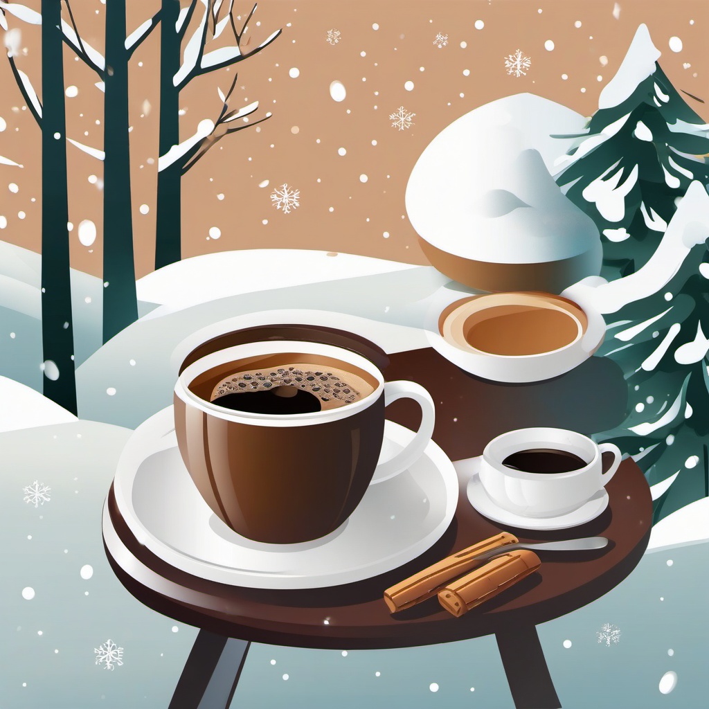 Winter Coffee clipart - Enjoying coffee in a winter cafe, ,vector color clipart,minimal