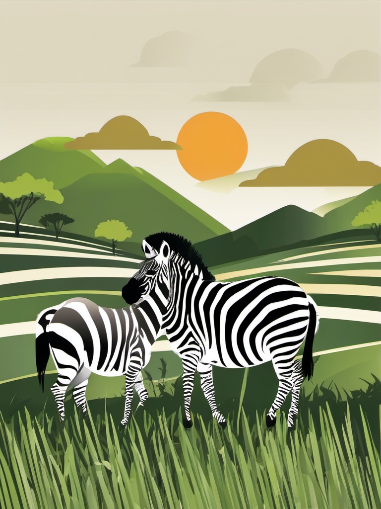 Zebra clipart - Striped herbivore roaming the grasslands, ,vector color clipart,minimal