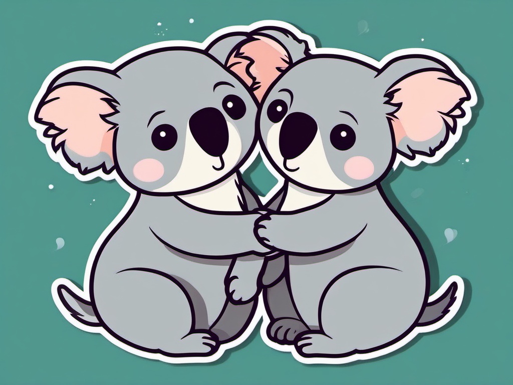 Koala Hug Sticker - Two koalas sharing a heartwarming hug. ,vector color sticker art,minimal