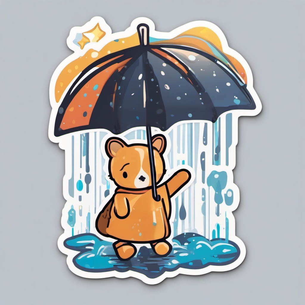 Puddle Jumping Sticker - Embrace the playful spirit of rainy days with this whimsical puddle-jumping sticker, , sticker vector art, minimalist design