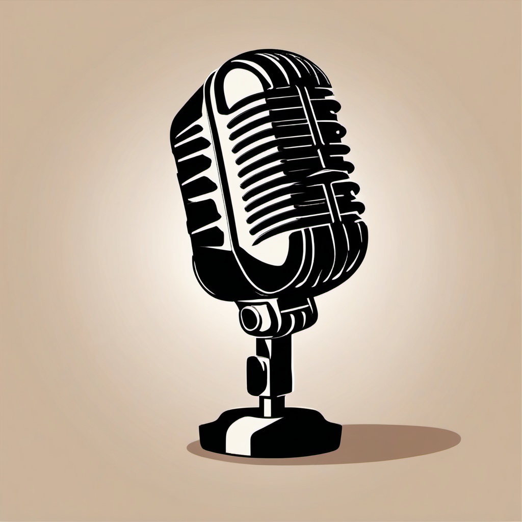 Microphone Clipart - Retro microphone ready for a live performance.  color clipart, minimalist, vector art, 