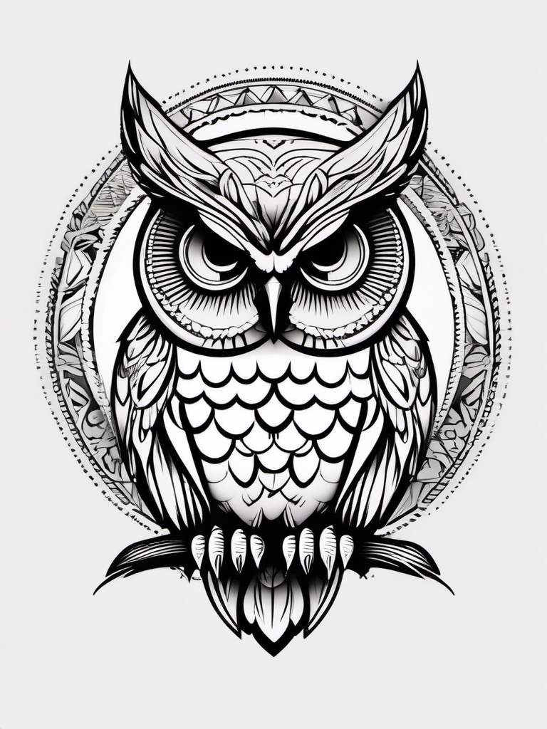 Small Owl Tattoos for Females - Embrace subtlety with small and charming owl tattoos for females.  simple color tattoo,vector style,white background