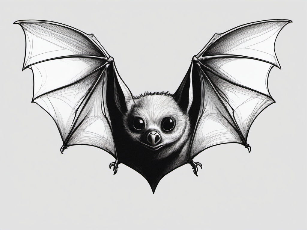 sketch of a bat  minimal rough sketch scribbles,doodles,black and white