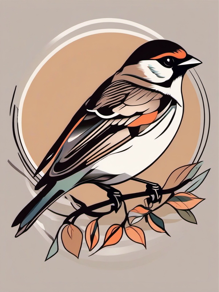 3 sparrow tattoo  minimalist color tattoo, vector
