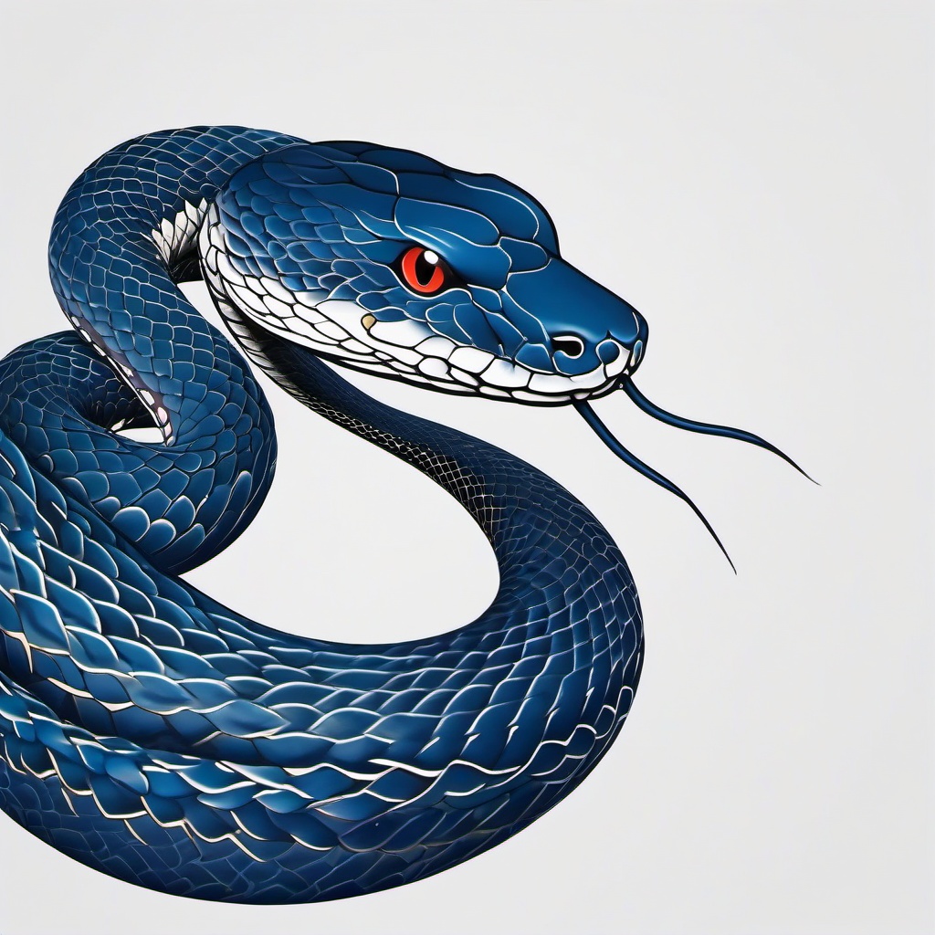 japanese blue snake tattoo  simple color tattoo,white background,minimal