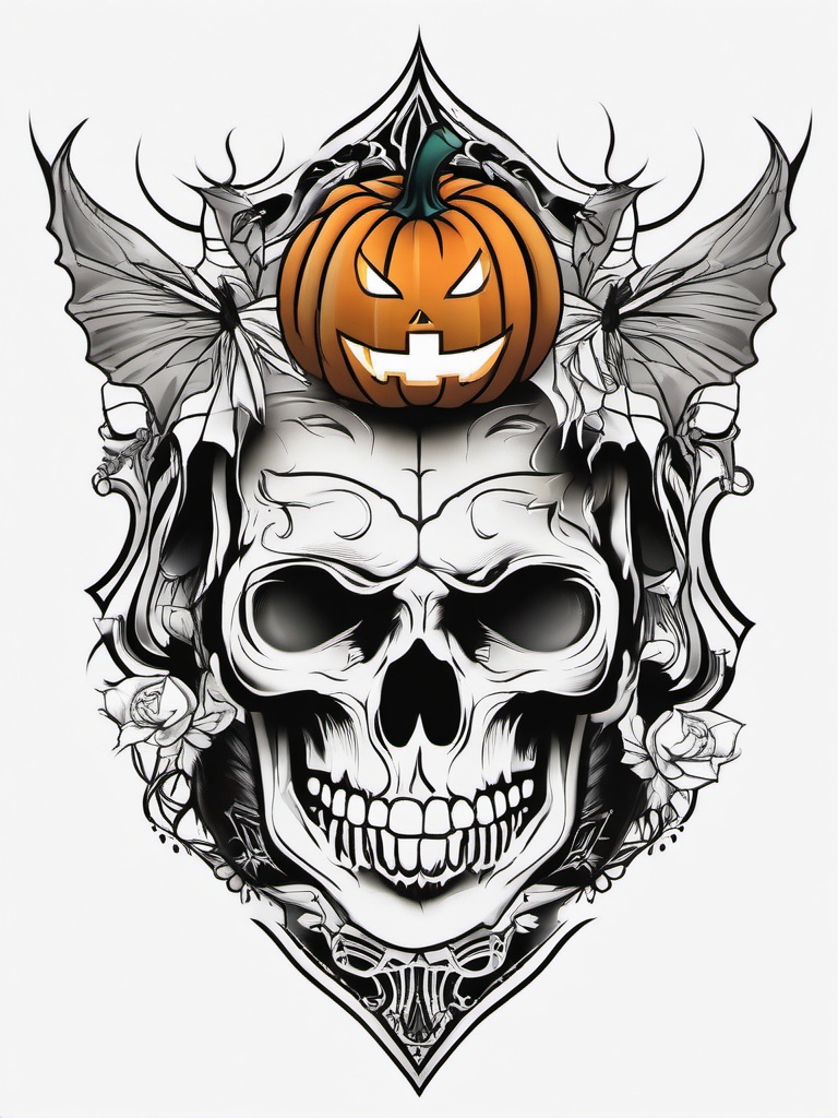 Halloween Tattoo Special - Special and unique tattoo designed for the Halloween season.  simple color tattoo,minimalist,white background