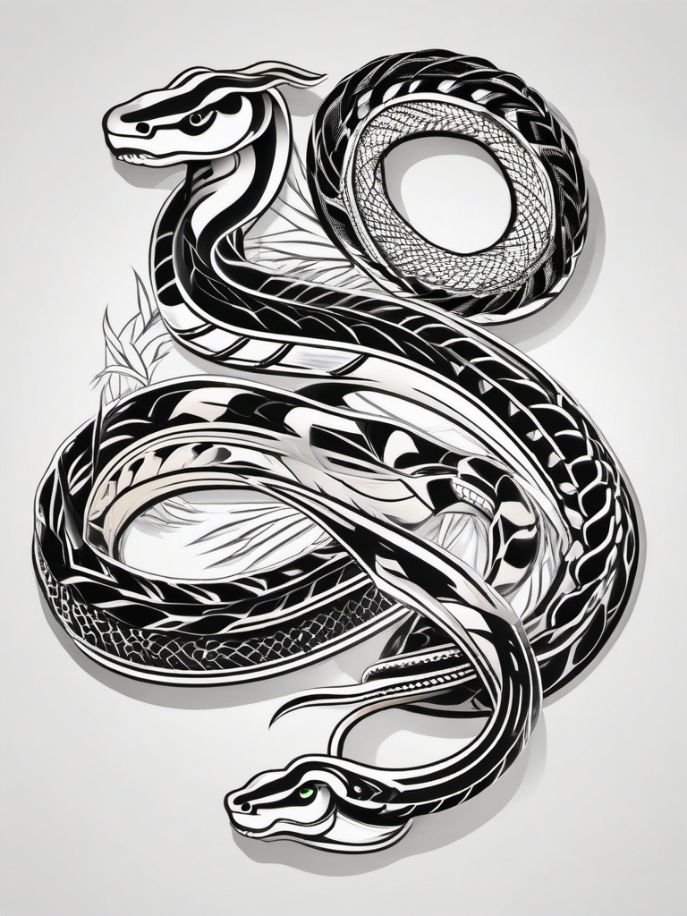 American Traditional Tattoo Snake - Traditional American style snake tattoo.  simple vector tattoo,minimalist,white background