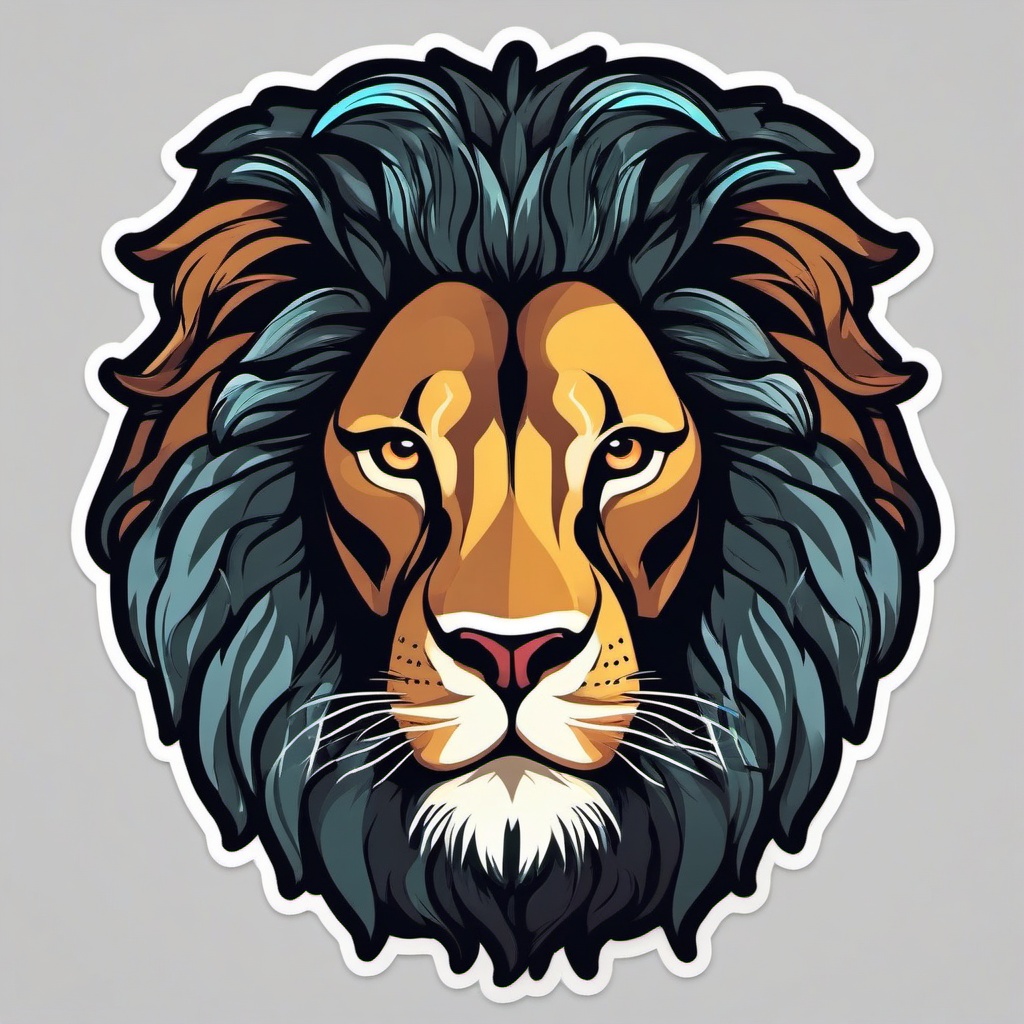 Lion Sticker - A proud lion with a magnificent mane. ,vector color sticker art,minimal