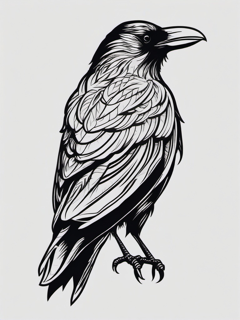 crow outline tattoo  simple vector color tattoo