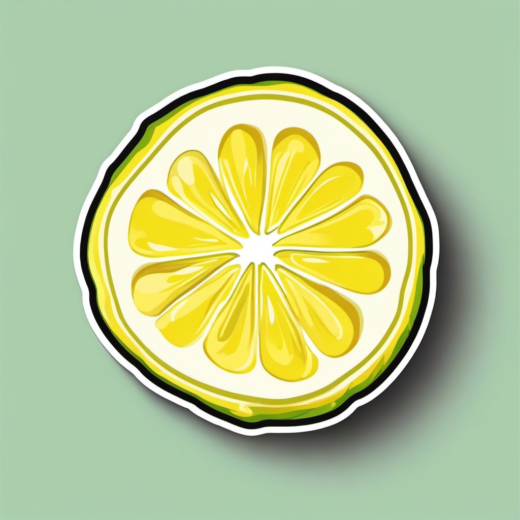 Lemon Slice Sticker - Citrusy freshness, ,vector color sticker art,minimal