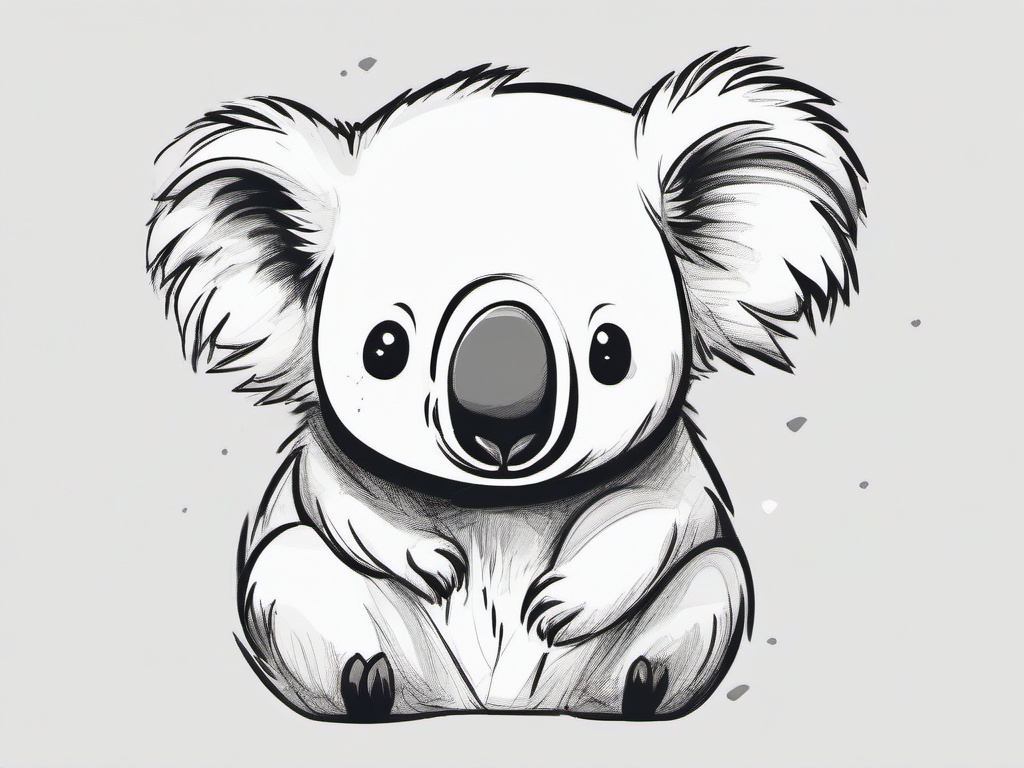 drawing of a cute koala  minimal rough sketch scribbles,doodles,black and white