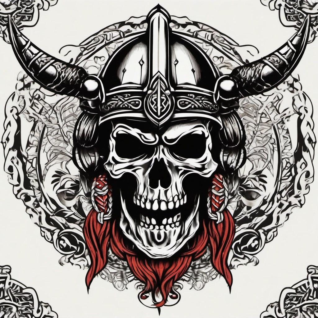 viking skeleton tattoo  simple vector color tattoo