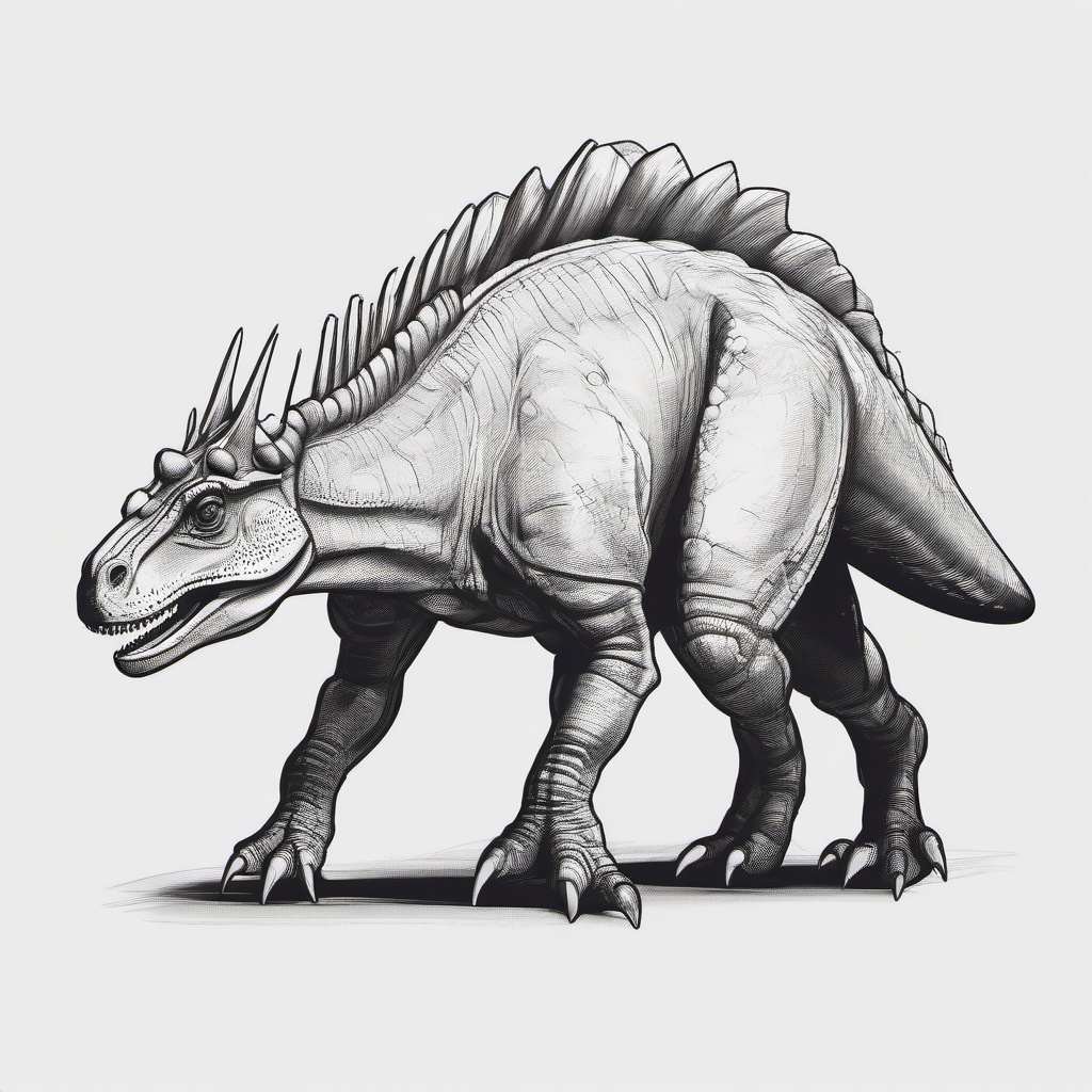 drawing of a Pachycephalosaurus dinosaur  minimal rough sketch scribbles,doodles,black and white