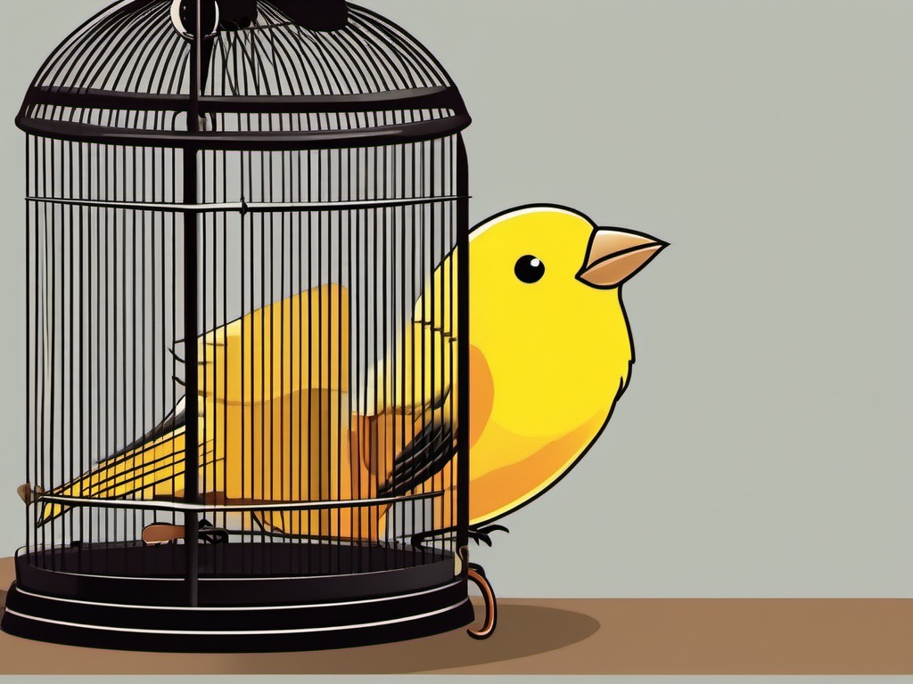 Canary Cartoon - Cartoon of canary in a birdcage  