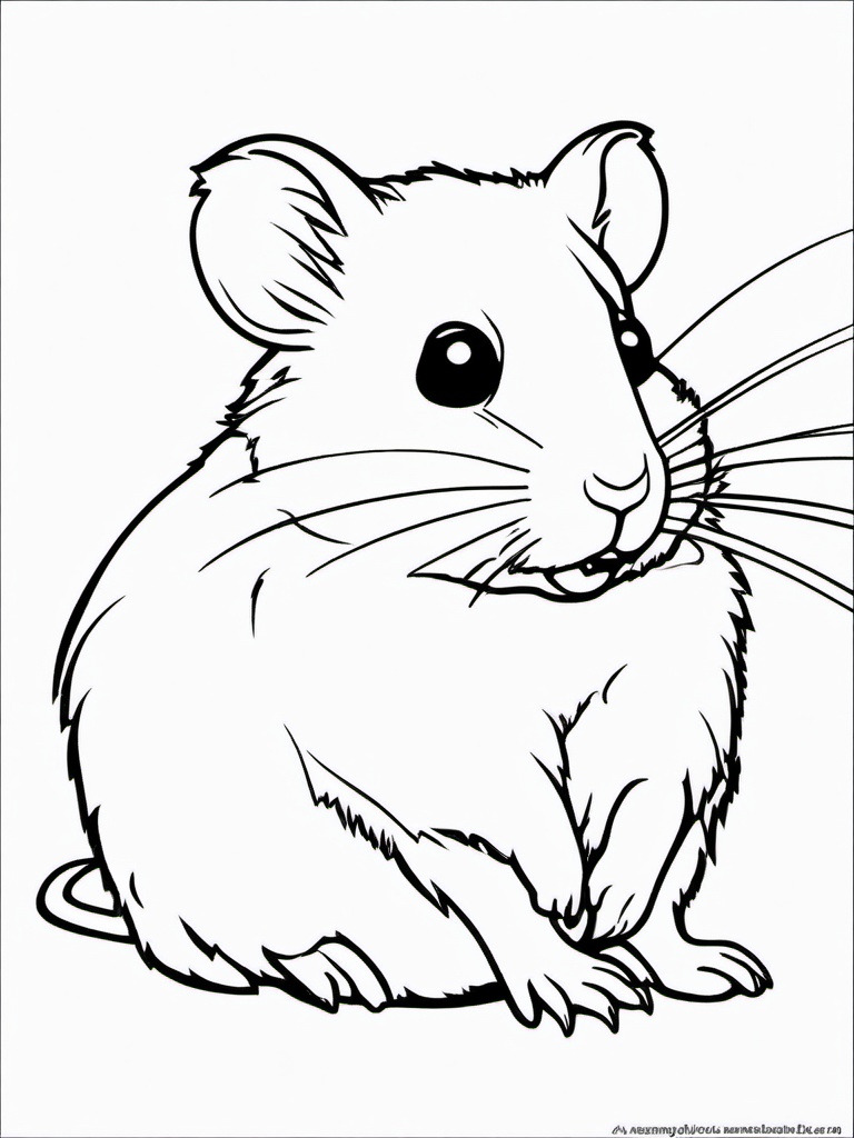 Hamster Coloring Pages - Small Cheek Pouch Rodent  black outline printable coloring page