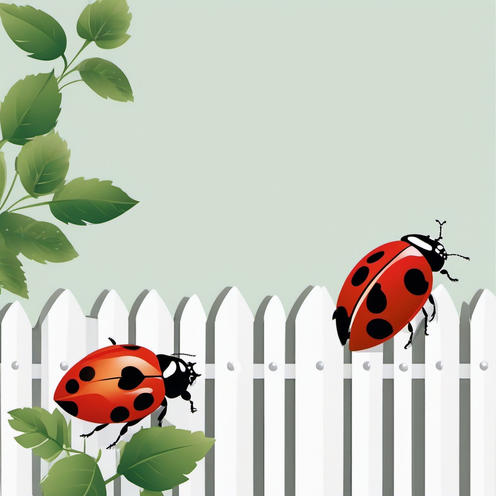 Ladybird clipart - ladybird climbing up a garden fence  color,minimalist,vector clipart